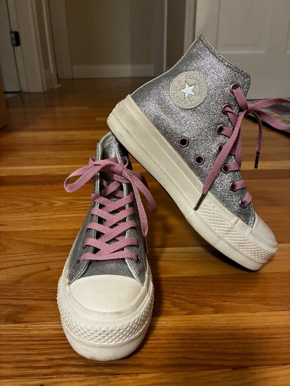 Silver Sparkly High Top Converse